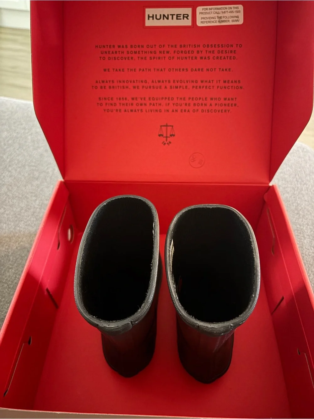 Hunter Kids First Classic Rain Boots - Black with Red Trim
